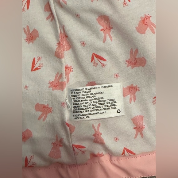 Target Cat & Jack 12M Pink Bunny Raincoat Pockets Jersey Cotton Lined Hooded - Picture 10 of 12